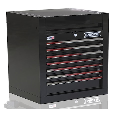 Velocity Top Chest, 7 Drawer, Black, Steel, 27 in W x 22-1/2 in D x 28 in H MPN:JSTV2728CS07BK