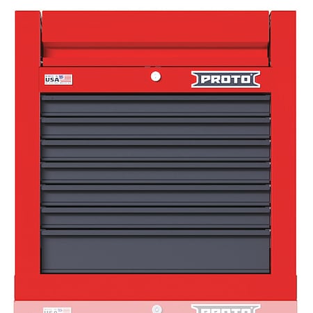 Velocity Top Chest, 7 Drawer, Red/Gray, Steel, 27 in W x 22-1/2 in D x 28 in H MPN:JSTV2728CS07RG