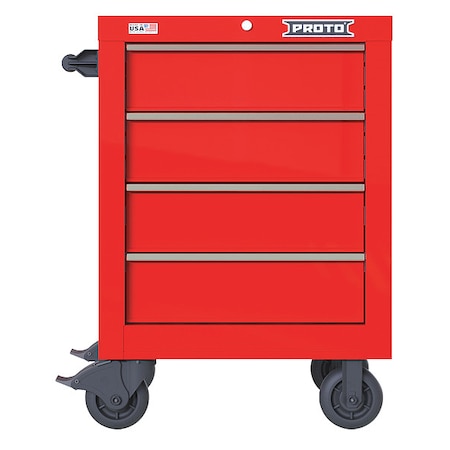Velocity Rolling Tool Cabinet, 4 Drawer, Red, Steel, 27 in W x 22-1/2 in D x 38-1/2 in H MPN:JSTV2739RS04RD