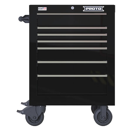 Velocity Rolling Tool Cabinet, 7 Drawer, Black, Steel, 27 in W x 22-1/2 in D x 38-1/2 in H MPN:JSTV2739RS07BK