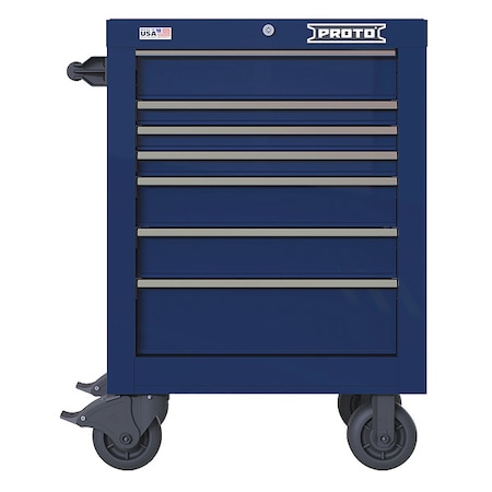 Velocity Rolling Tool Cabinet, 7 Drawer, Blue, Steel, 27 in W x 22-1/2 in D x 38-1/2 in H MPN:JSTV2739RS07BL