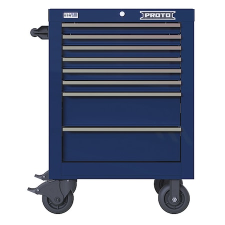 Velocity Rolling Tool Cabinet, 8 Drawer, Blue, Steel, 27 in W x 22-1/2 in D x 38-1/2 in H MPN:JSTV2739RS08BL