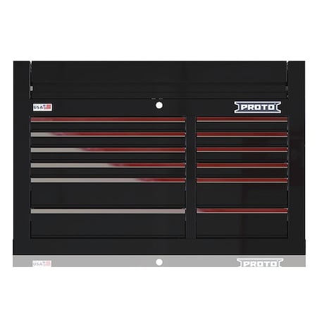 Velocity Top Chest, 12 Drawer, Black, Steel, 42 in W x 22-1/2 in D x 28 in H MPN:JSTV4228CD12BK