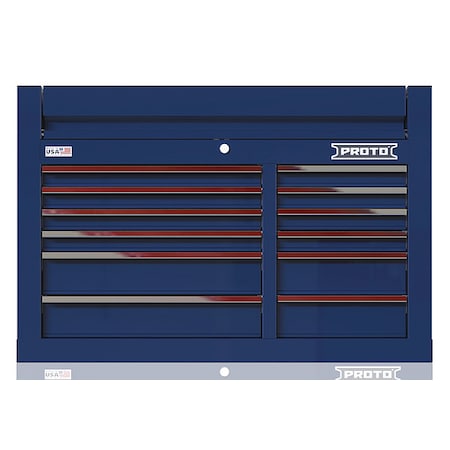 Velocity Top Chest, 12 Drawer, Blue, Steel, 42 in W x 22-1/2 in D x 28 in H MPN:JSTV4228CD12BL
