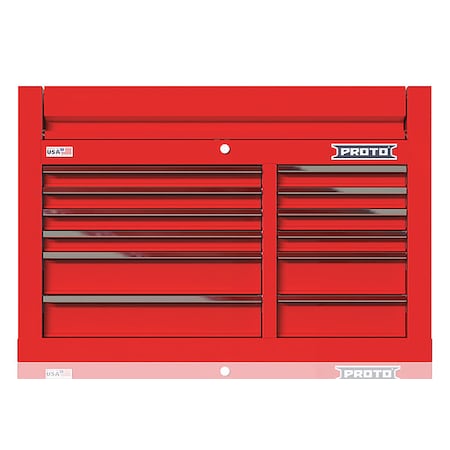 Velocity Top Chest, 12 Drawer, Red, Steel, 42 in W x 22-1/2 in D x 28 in H MPN:JSTV4228CD12RD