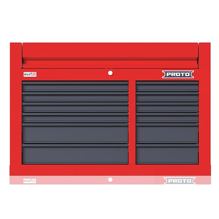 Velocity Top Chest, 12 Drawer, Red/Gray, Steel, 42 in W x 22-1/2 in D x 28 in H MPN:JSTV4228CD12RG