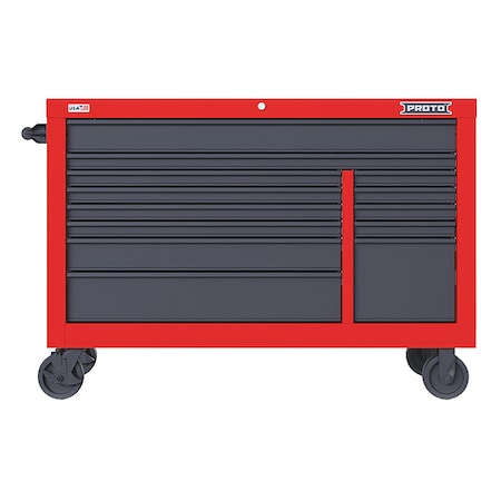 Velocity Rolling Tool Cabinet, 13 Drawer, Red/Gray, Steel, 55 in W x 22-1/2 in D x 38-1/2 in H MPN:JSTV5539RD13RG