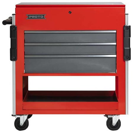 Heavy Duty Tool Utility Cart, 3 Drawer, Red/Gray, Steel, 37 in W x 20 in D x 43 in H MPN:JUC3743-3SG
