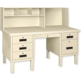 Pucel Double Pedestal Shop Desk W/ 6 Drawers 60