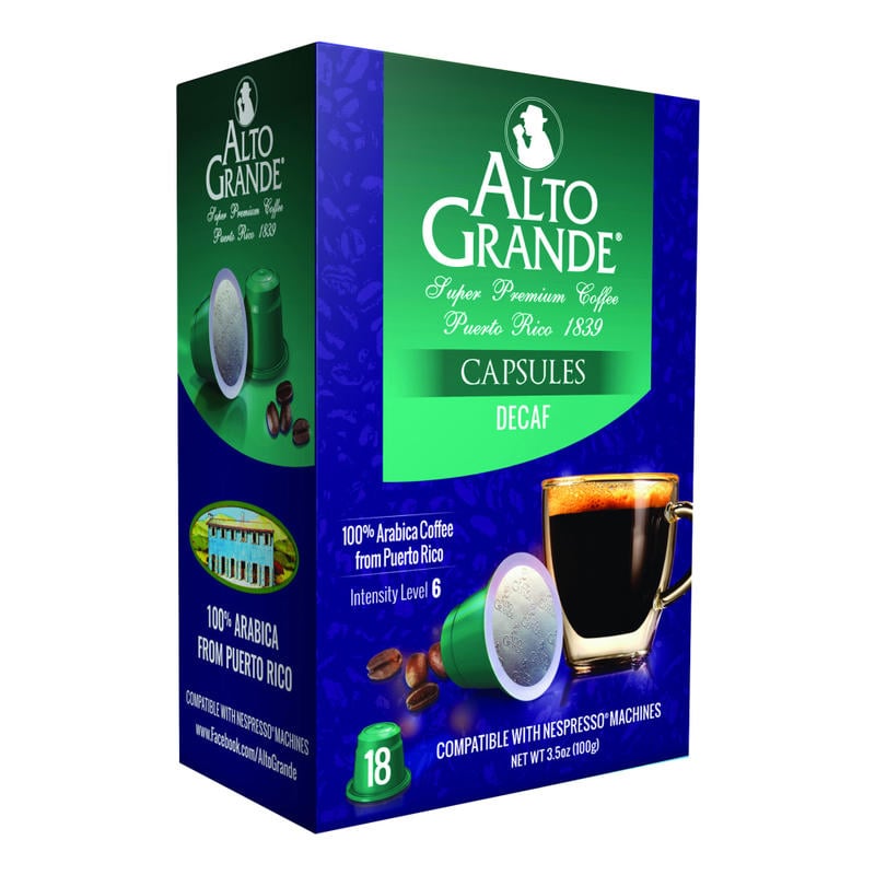 Alto Grande Single-Serve Coffee Pods, Classic Roast, Decaffeinated, Carton Of 18 (Min Order Qty 6) MPN:956