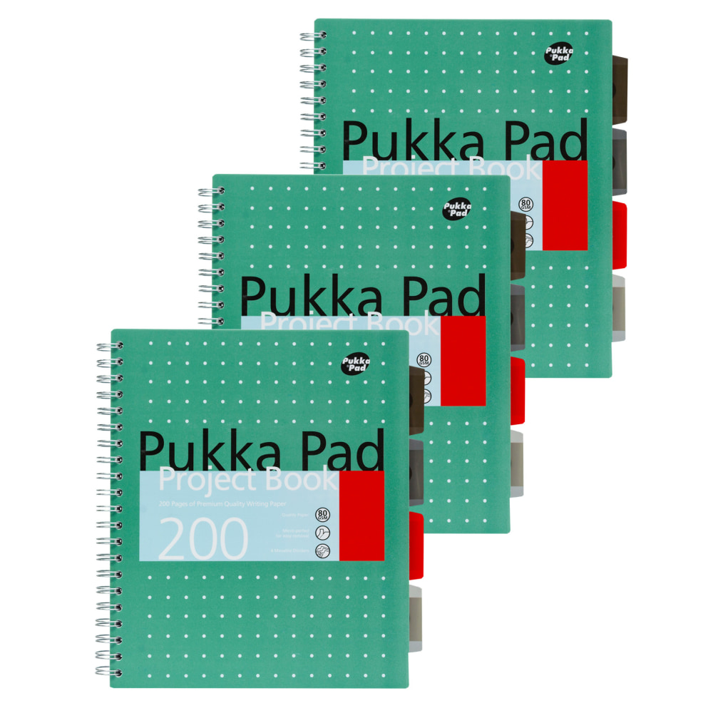 Pukka Pads Subject Divider Notebook, Letter Sized, Metallic Green, Pack 3 MPN:PUK8748MET