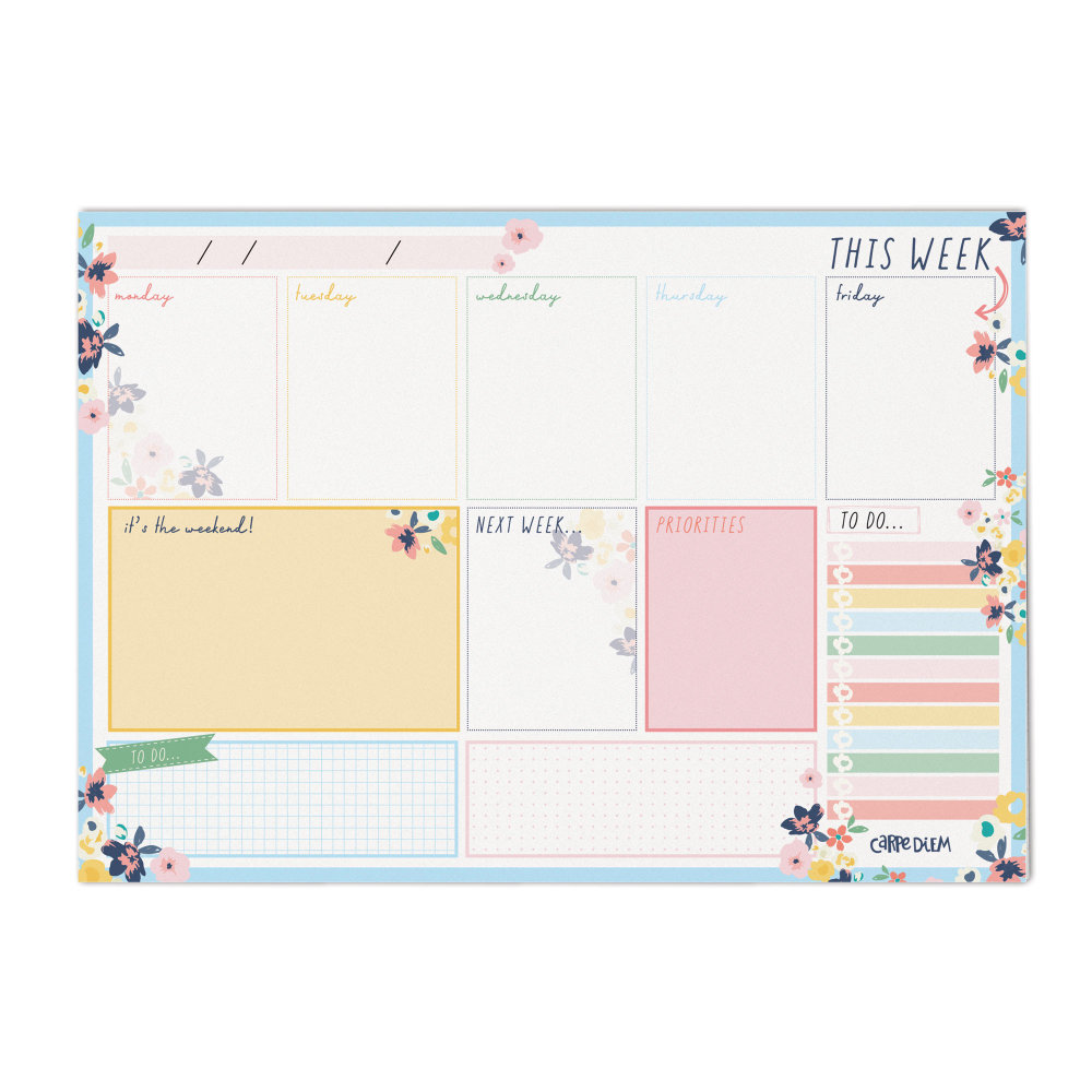 Pukka Pads Planner Pad, Weekly, 11.7in x 8.3in, 60 Sheets, Ditzy Floral, Pack 6 MPN:PUK9208CD