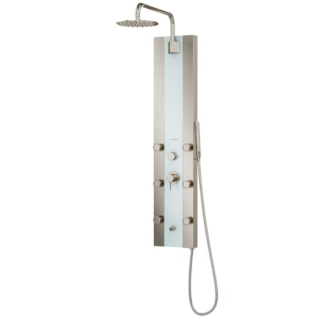 White Glass Shower Panel-Tropicana Showerspa MPN:1039W-BN-1.8GPM