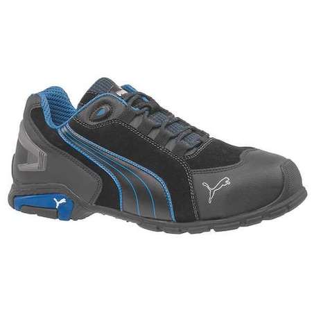 Men's Athletic Shoe, Aluminum Toe, Leather Upper, Carbon Rubber Outsole, Lace Up, Black/Blue, 8 EE MPN:642755