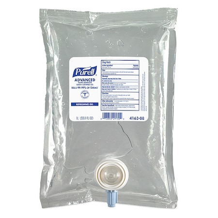 Hand Sanitizer, Advanced Series, Gel, Cartridge, 1, 000 mL, Requires Dispenser, 4121-06, 8 PK MPN:4163-08