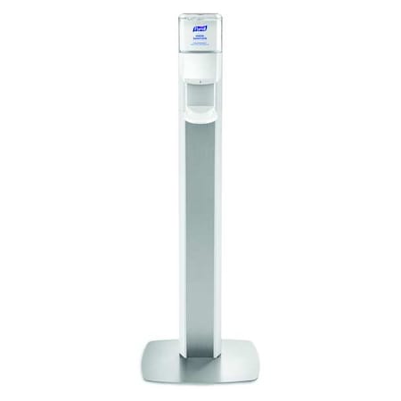 Hand Sanitizer Dispenser, Floor Mount, White with Silver Panel (dispenser included) MPN:7308-DS-SLV