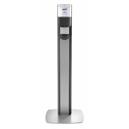 MESSENGER Hand Sanitizer Dispenser, Floor Mount, Graphite with Silver Panel (dispenser included) MPN:7318-DS-SLV