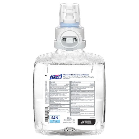 Hand Sanitizer, CS8 Series, Foam, Cartridge, 1, 200 mL, Requires Dispenser, 2 PK MPN:7851-02