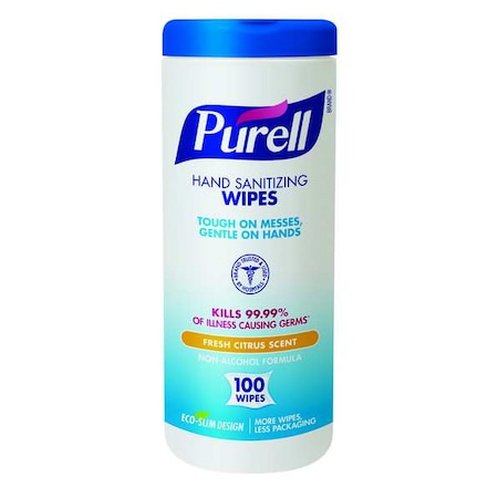 Hand Sanitizer Wipes, Canister, 100 Wipes per Container, Citrus, 12 PK MPN:9111-12