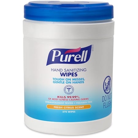 Hand Sanitizer Wipes, Canister, 270 Wipes per Container, Citrus MPN:9113-06