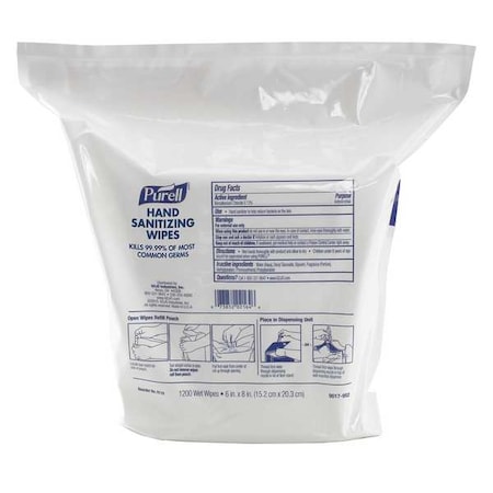 Hand Sanitizer Wipes, Soft Pack, 1, 200 Wipes per Container, Citrus, 2 PK MPN:9118-02