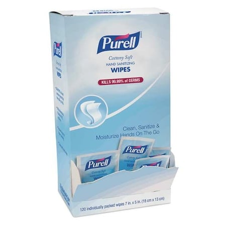 Cottony Soft Hand Sanitizing Wipes, 120 Packets, Display Box MPN:9027-12