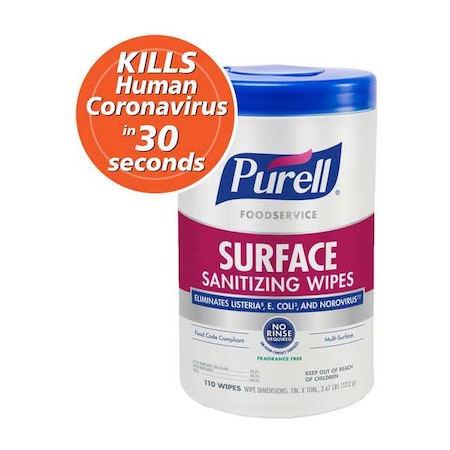 Surface Wipe Canister Foodservice 110WIPES Ea MPN:9341-06