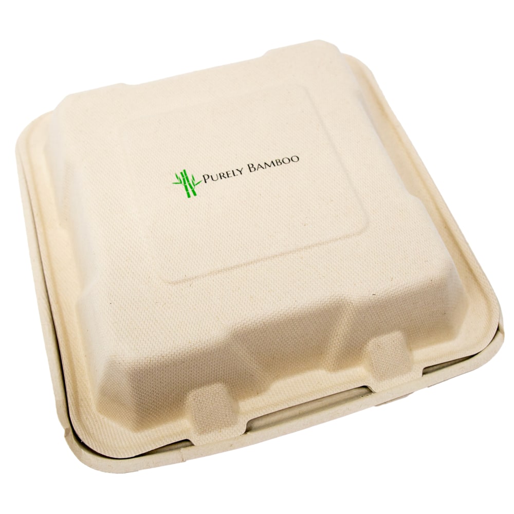 Purely Bamboo Takeout Containers, 6in x 6in x 3in, Beige, Pack Of 500 Containers MPN:MZL-B102CT