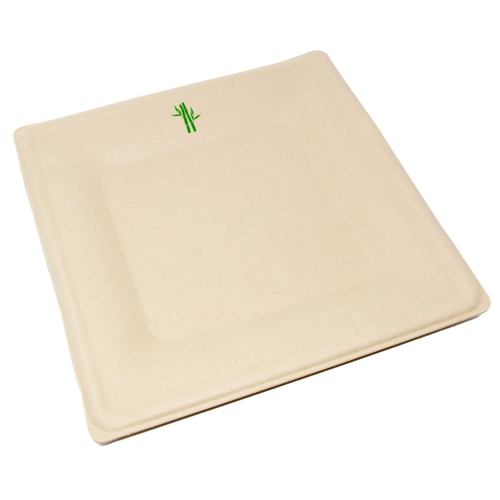 Purely Bamboo Purely 6in Square Plates, Beige, Pack Of 50 Plates MPN:MZL-P101CT