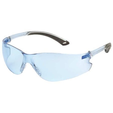 Safety Glasses, Itek Series, Anti-Scratch, Frameless, Frosted Light Blue Temple, Blue Lens MPN:S5860S