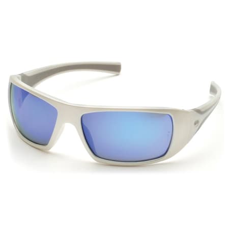 Goliath, Safety Glasses, Anti-Scratch, Ice Blue Mirror Lens, White Frame, Full-Frame MPN:SW5665D