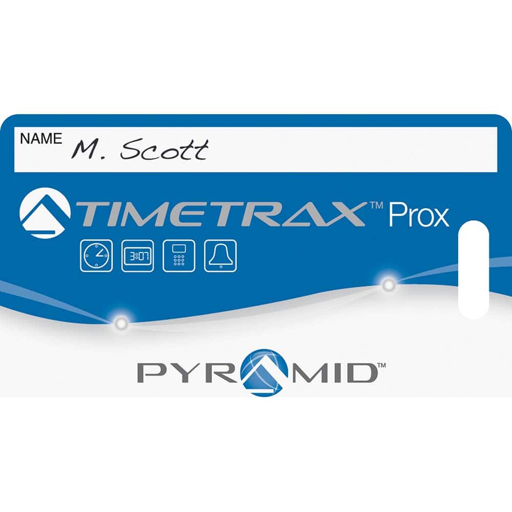 Pyramid Time Systems 42454 TimeTrax Proximity Badges quickly and conveniently record employee arrival times, breaks, lunches or departure times using RFID proximity technology. Employees simply wave badge near time clock terminal MPN:42454