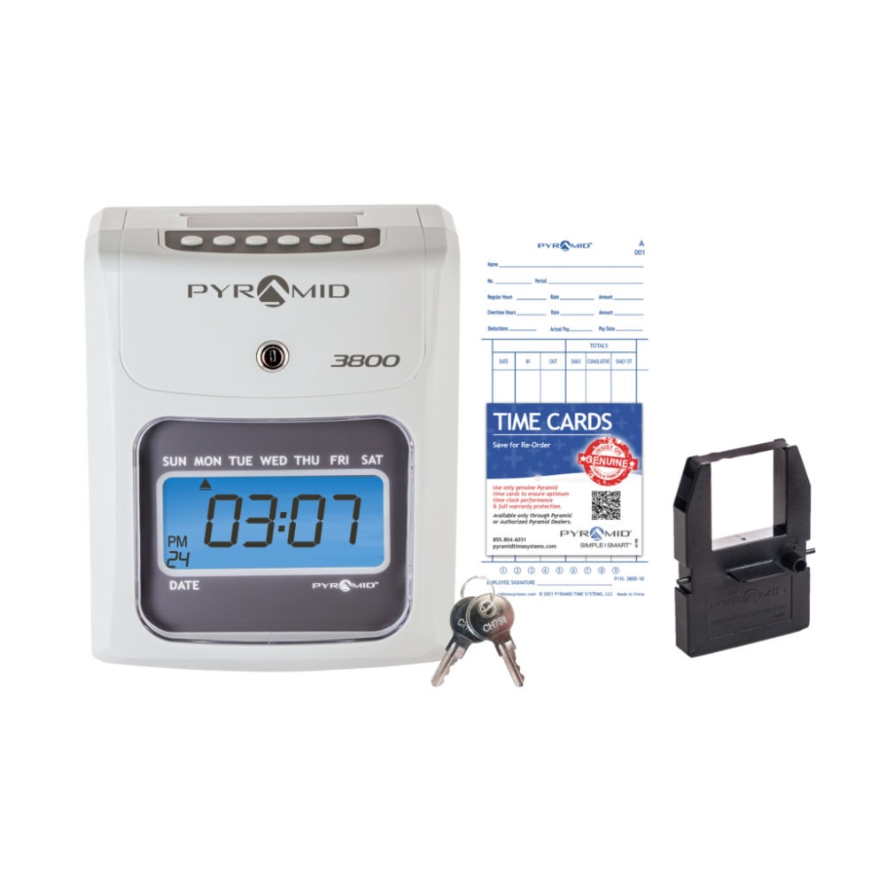 Pyramid Time Systems - Model 3800 Auto Totaling Time Clock, Electronic Time Punch Clock - 044942798991 MPN:044942798991