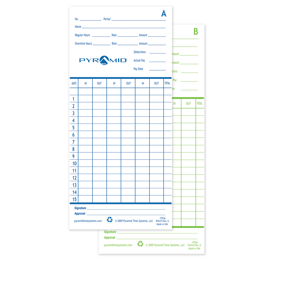 Pyramid Time Systems - Authentic Time Cards (42415) - 42415 MPN:42415