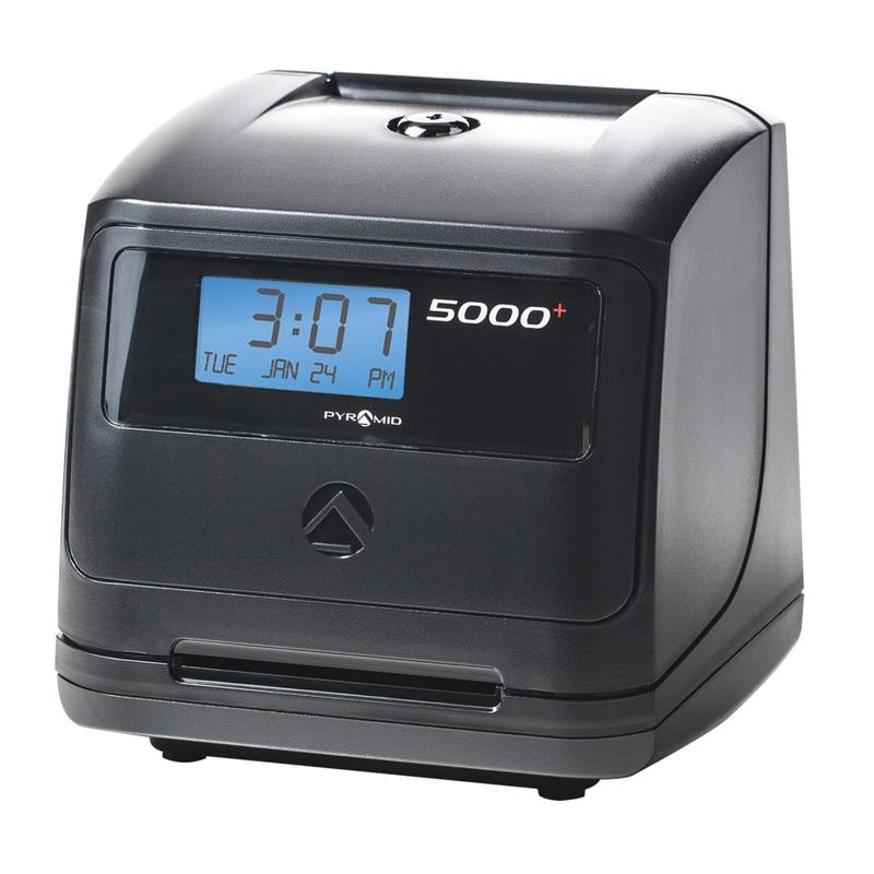 Pyramid 5000 Automatic Time-Totaling Time Clock, 7-1/4in x 7in x 6-1/2in, Black MPN:5000