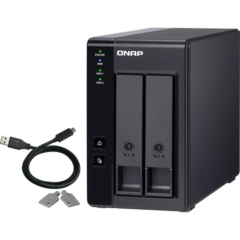 QNAP 2 Bay USB Type-C Direct Attached Storage with Hardware RAID - 2x HDD Supported - 2x SSD Supported - TR002US MPN:TR-002-US