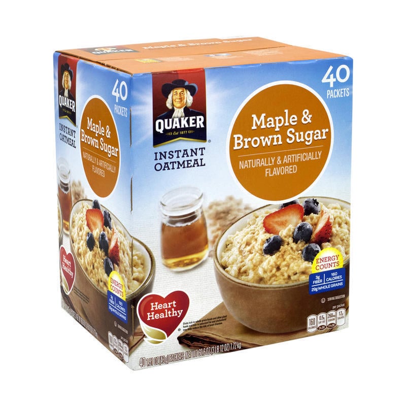 Quaker Instant Oatmeal Packets, Maple And Brown Sugar, Box Of 40 Packets MPN:40102