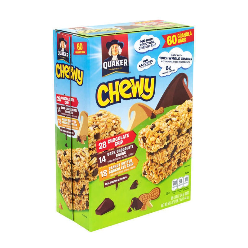 QUAKER Chewy Granola Bar Chocolate Chip & Peanut Butter Chocolate Chip Variety Pack 60 Bars MPN:17894