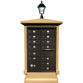 Stucco CBU Mailbox Center SHORT Pedestal (Column Only) in Burnt Tuscan Color w/Bayview Solar Lamp STUCOL-SHRT-BT-SL