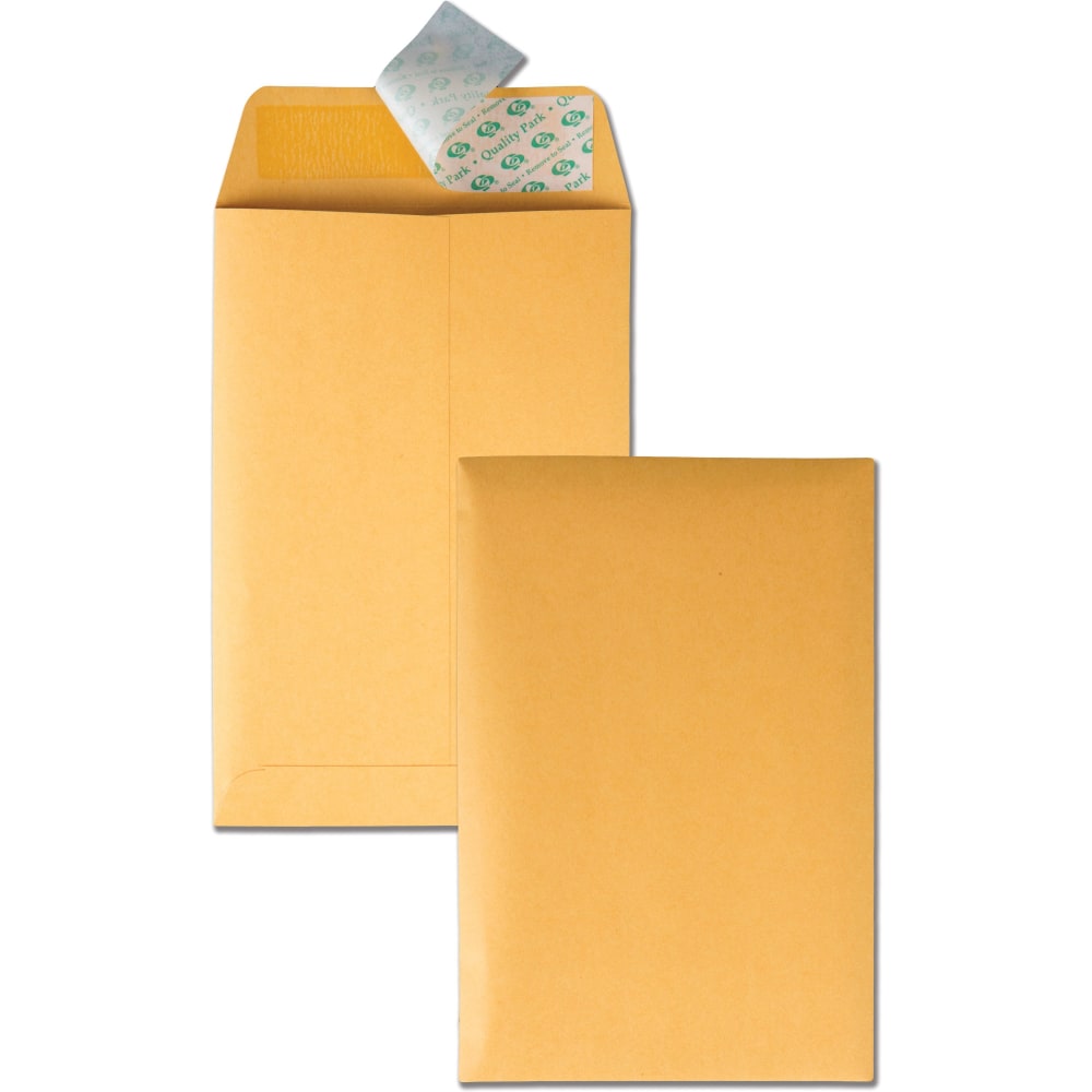 Quality Park Redi-Strip Catalog Envelopes, 6in x 9in, Self-Adhesive, Brown Kraft, Box Of 100 MPN:44162