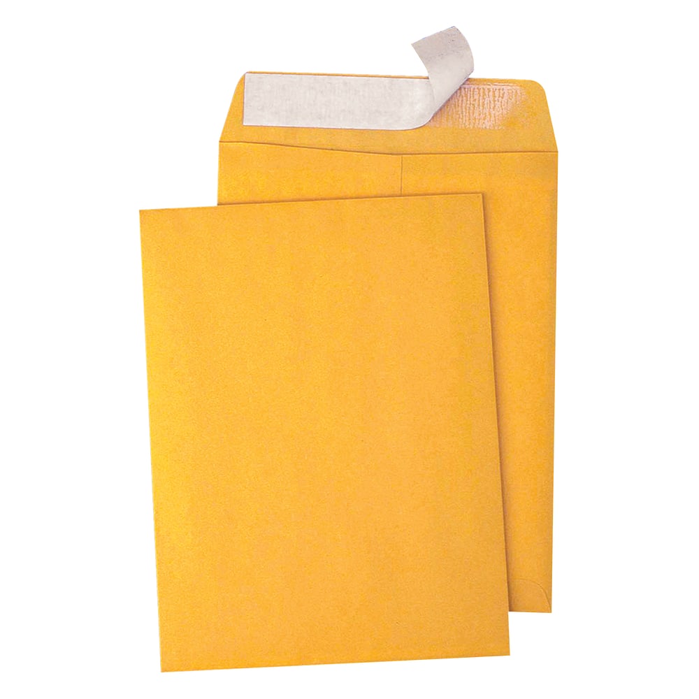 Quality Park Redi-Strip Catalog Envelopes, 9in x 12in, Self-Adhesive, Brown Kraft, Box Of 100 MPN:44562