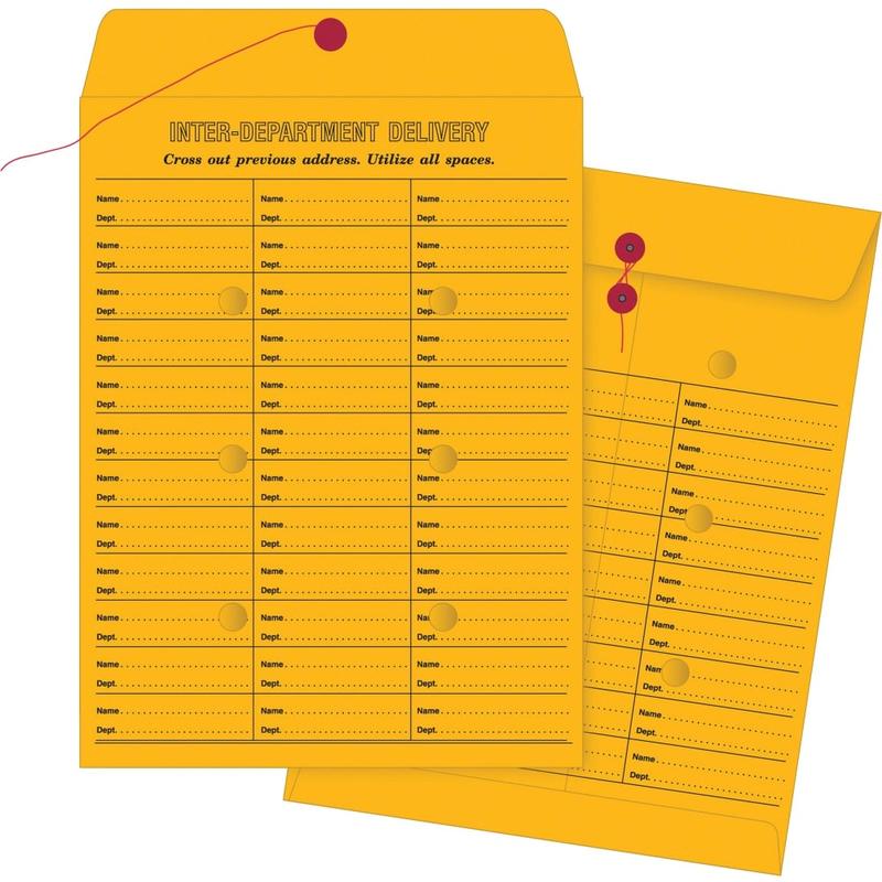 Quality Park Interdepartment Envelopes, 10in x 13in, 2-Sided, Wide Rule, Button & String, Brown Kraft, Box Of 100 MPN:63562