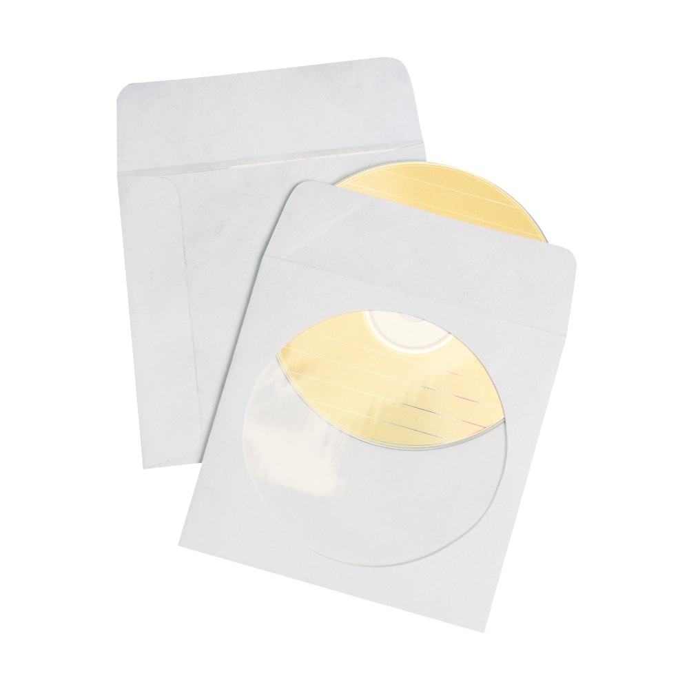 Quality Park CD/DVD Sleeves, 5in x 5in, White, Box Of 250 (Min Order Qty 2) MPN:62905