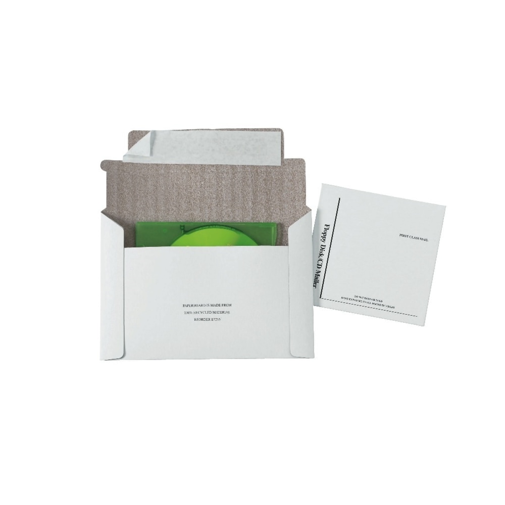 Quality Park Foam Lined Disk/CD Mailers, 5 1/8in x 5in, 100% Recycled, White, Box Of 25 MPN:E7266