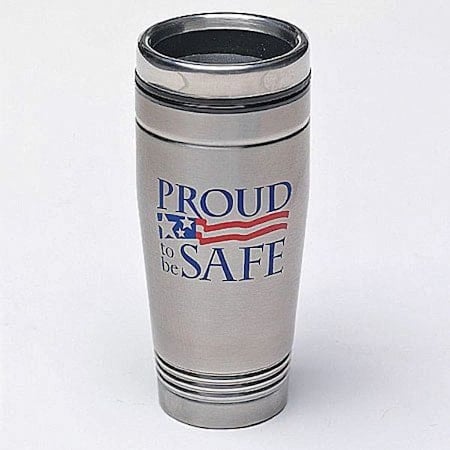 Travel Mug, Proud To Be Safe, 18 oz. MPN:3771