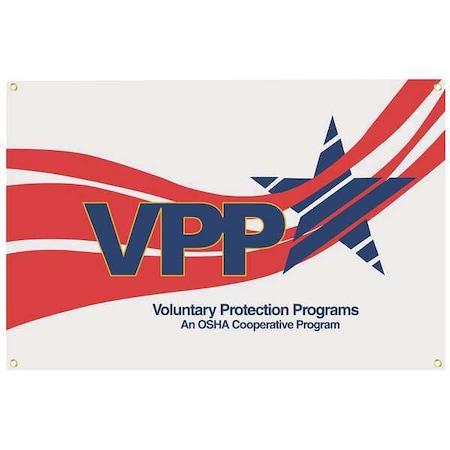 Banner, VPP Star Worksite, 36 in H x, 60 in W, Vinyl MPN:VBA35