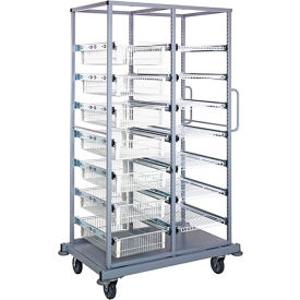 Quantum Partition Store Double Bay Cart w/ Wire Baskets & Shelves 44