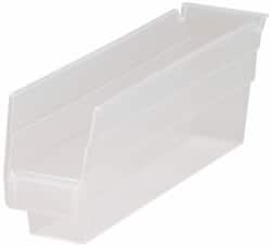 Plastic Hopper Shelf Bin: Clear MPN:QSB100CLCS - Pkg Qty 36