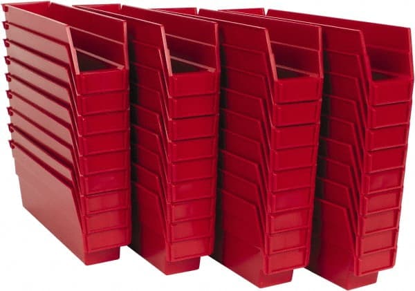 Plastic Hopper Shelf Bin: Red MPN:QSB100RDCS - Pkg Qty 36