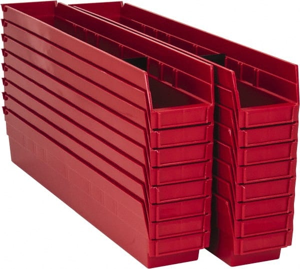 Plastic Hopper Shelf Bin: Red MPN:QSB105RDCS - Pkg Qty 16
